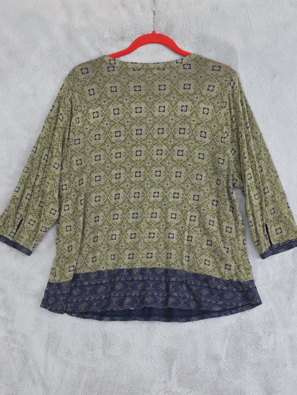 Lucky Brand Olive Green & Navy Printed Boho Tunic - Picture 7 of 10